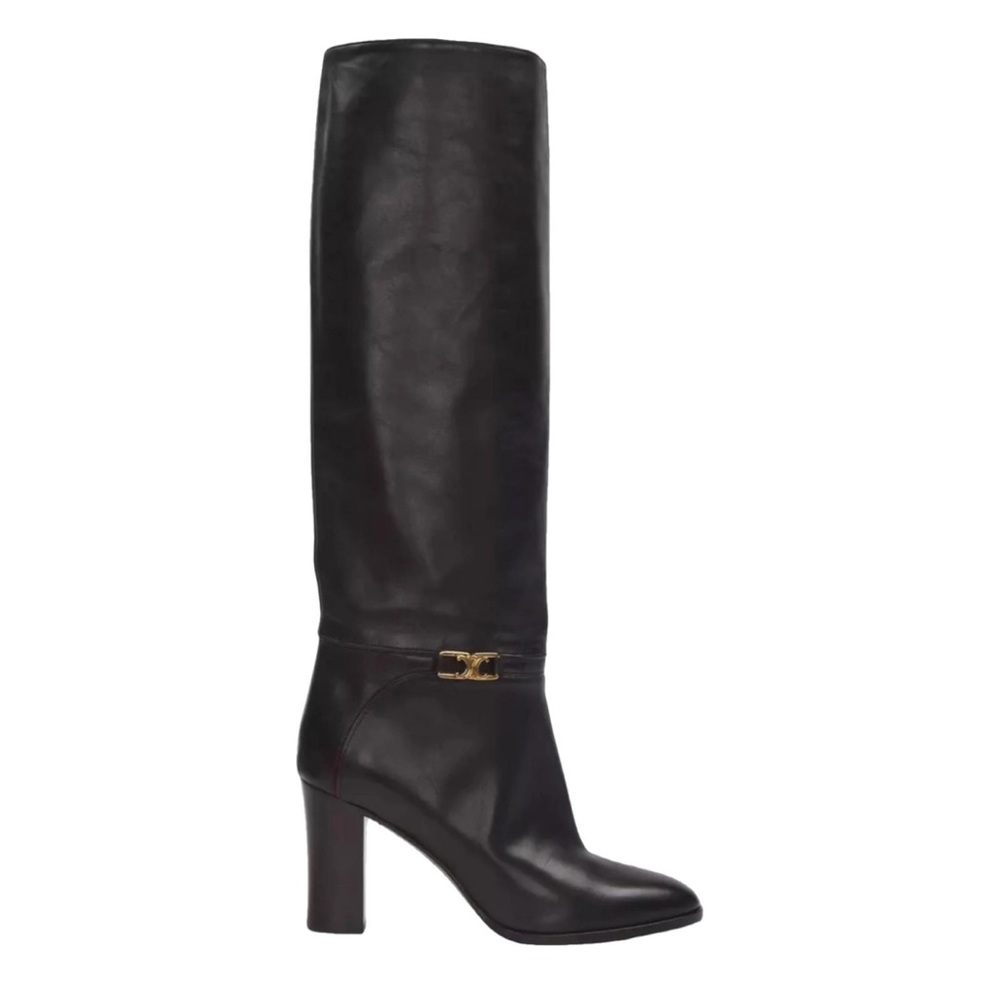 CELINE Claude Knee High Leather Boots